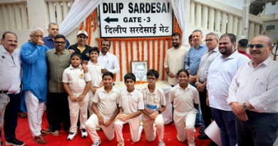 MCA installs Dilip Sardesai Gate on legendary player’s birth anniversary at Wankhede Stadium